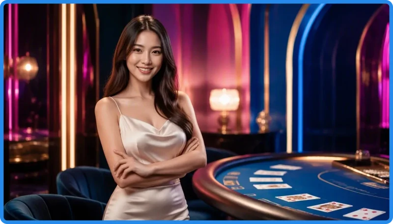 Minh họa cách Baccarat hoạt động với hai khu vực bài Player và Banker
