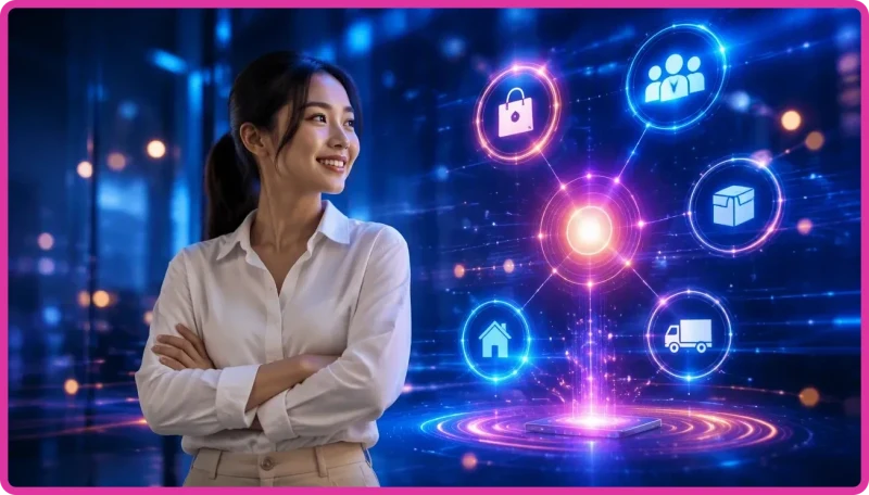 Minh họa nhiều đối tác cùng kết nối vào một hệ sinh thái phân phối